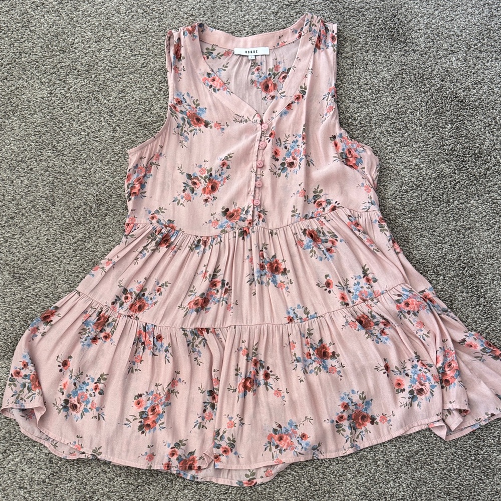 Sleeveless Floral Tiered Blouse - Pink